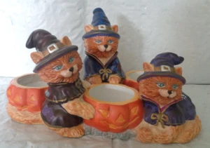 Partylite - Halloween Cats - Abracadandle -Tealight Candle Trio Holder - Picture 1 of 5