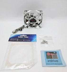 Silver Enermax 80mm White LED 3pin PC Case Fan + UV Sensitive Anti-Vibration Pad - Picture 1 of 15
