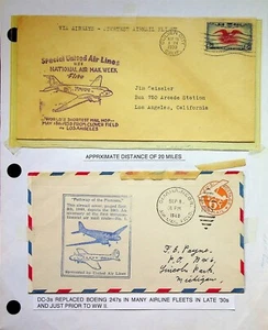 United Airlines 1939 correo aéreo más corto vuelo y primera ruta de correo aéreo cubiertas 1940 - Imagen 1 de 1