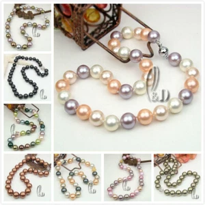 AU STOCK CHIC 12MM LARGE MULTI-COLOUR SEA SHELL PEARLS NECKLACE N001 - Picture 1 of 50