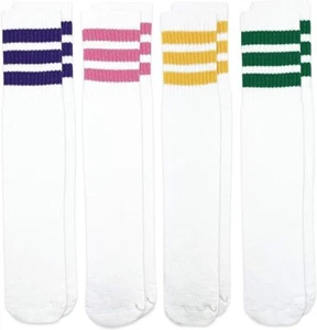 Jefferies 4-Pack Kid's Unisex Striped Assorted Knee High Tube Socks Sz M (12-6) - Picture 1 of 1