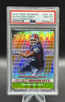 2008 Finest Moments MARSHAWN LYNCH Gold Refractor /50 🔥 PSA 10 GEM - Pop 1 🔥 - Image 1 of 3