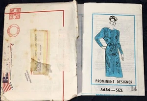 Vestido Vintage Años 80 Reader Mail A684 Patrón Forma Cónica Hombros Grandes Talla 14 - Imagen 1 de 4