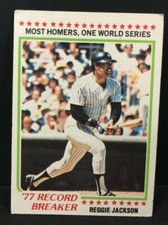 1978 TOPPS BASEBALL RECORD BREAKERS REGGIE JACKSON  # 7 FREE S&H 