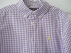 Ralph Lauren Boy's Lavender Purple White Check Long Sleeve Shirt Size 5 NEW - Picture 1 of 7