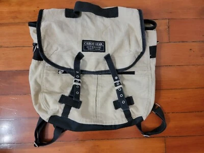 Cargo Gear бежевый/черный холст Ramie/хлопок рюкзак - б/у с 1 снаружи молнии - Изображение 1 из 4