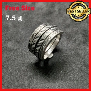 Fine Silver Rings 925 Sterling Adjustable Size Vintage Roller Spring 4Rows - Picture 1 of 5