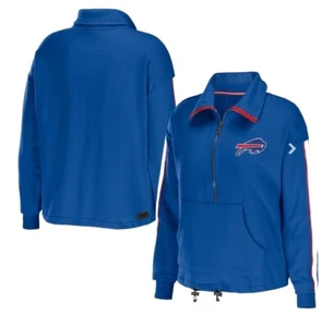 Top donna mezza zip con logo Buffalo Bills Erin Andrews blu royal taglia S - Foto 1 di 1