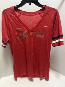 NIKE Damen T-Shirt St. Louis Cardinals Rot V-Ausschnitt Kurzarm Größe L Large - Bild 1 von 7
