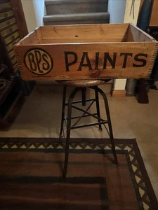 Cartel publicitario vintage de caja de madera con pintura BPS - Imagen 1 de 13