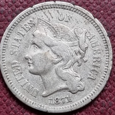1871 Three Cent Piece 3c Nickel Better Grade #96672 - Image 1 of 2