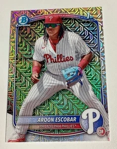 2025 Bowman Mega Box AROON ESCOBAR Chrome Mojo Refractor 1st Card Phillies - Picture 1 of 2