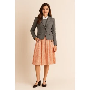 DownEast Skirt Knee Length A-Line Fit and Flare Academia Orange White Stripe SM - Picture 1 of 10