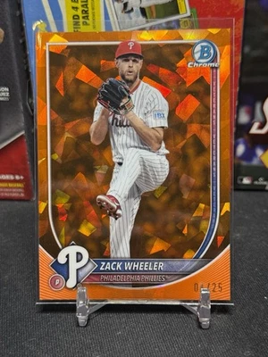 2025 Bowman Chrome Sapphire Zack Wheeler Orange Refractor #4/25 Phillies - Image 1 of 3