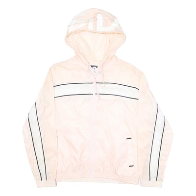 FILA Womens Pink & White Zip Hooded Nylon Jacket L Lightweight Sportswear - Image 1 of 4