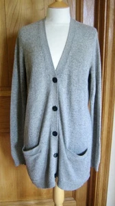 Grey Marl Wool Cashmere TORY BURCH Long Boyfriend Cardigan Pockets - M - VGC - Picture 1 of 9