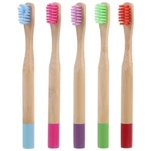 Juego de 5 cepillos de dientes de cerdas suaves de carbón de bambú cepillos de viaje para niños - Imagen 1 de 12