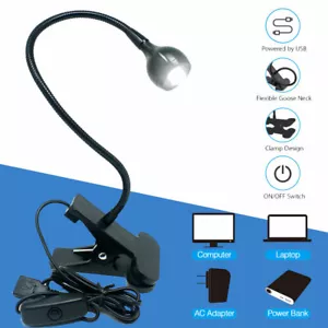 USB LED Leselampe Dimmbar Flexibel Schwanenhals Klemmleuchte Schreibtischleuchte - Bild 1 von 11