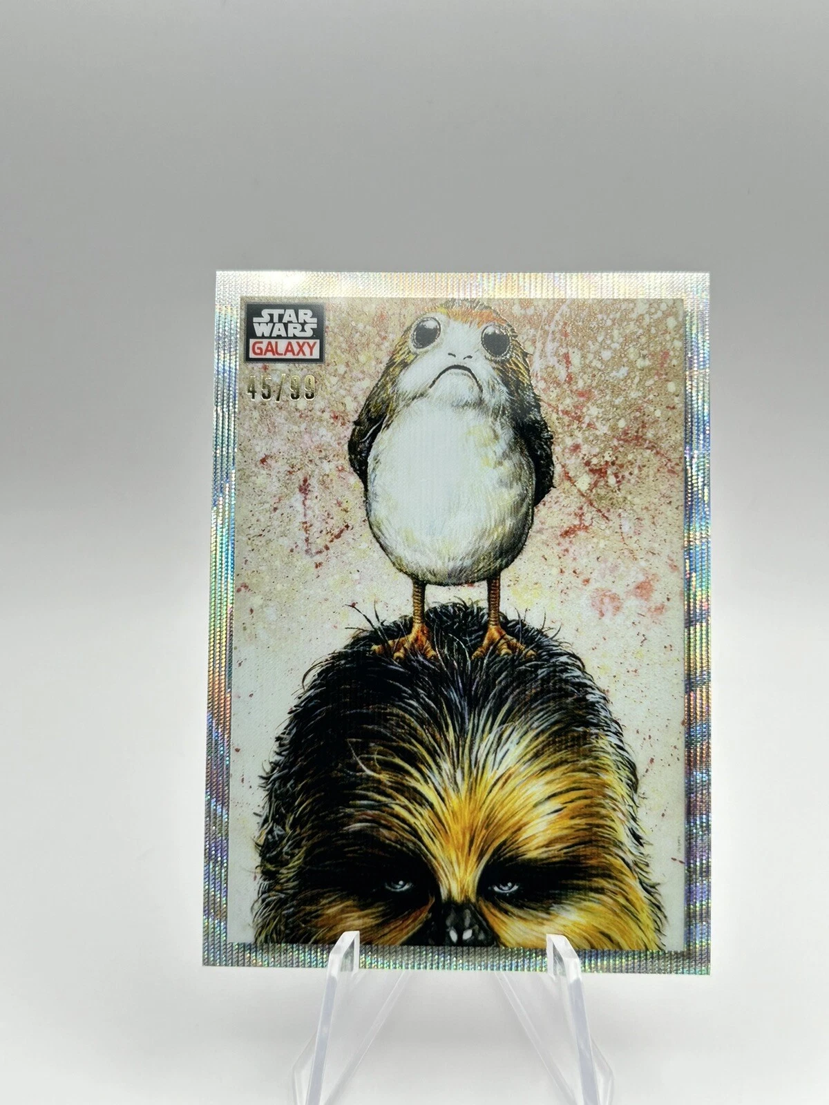 2023 Topps Chrome Star Wars Galaxy Wave Refractor /99 Odd Couple 64 Porg Chewie