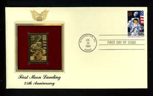 US FDC #2841a PCS / Gold Foil 1994 DC Lunar Moon Landing Anniversary Space - Picture 1 of 3