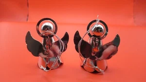 Christmas ornaments angels playing instruments set of 2 metal décor preowned - Picture 1 of 6