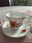 🎄Crown Trent Tea Cup and Saucer “Poppies” Staffirdshire
