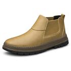 Men's Platform High-top Faux Leather Pull On Ankle Boots Casual Hiking Outdoor