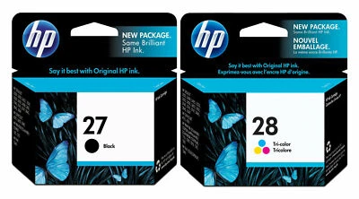  Cartucce di inchiostro originali HP 27/28 NUOVE SIGILLATE C8727A C8728A per Deskjet 3650 3740 - Immagine 1 di 2