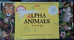 Vintage Alpha Animals board game with 4 individual hand-carved animal figures - Picture 1 of 3