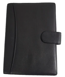 Libreta de direcciones Wilson's de cuero granulado negro con pestañas bolsillo a presión 6 1/4 x 8 3/4 de colección - Imagen 1 de 8