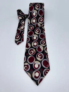 CRAZY HORSE Men's SILK Tie Blue Tie with Red & White Oval & Circular Pattern - Picture 1 of 3