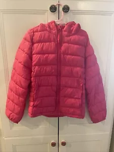 Gap Girls Puffer Hooded Winter Jacket Size M Hot Pink-EUC - Picture 1 of 9