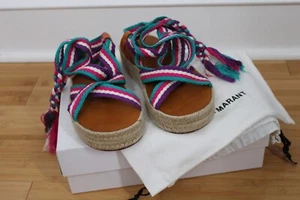 NIB Isabel Marant 37 7 Multi Erol Rope Tie Platform Espadrille Sandals - Picture 1 of 11