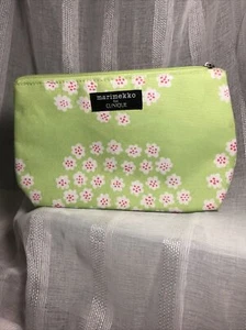 MARIMEKKO for Clinique Makeup bag Zipper pouch clutch lined Green Pink White - Picture 1 of 9