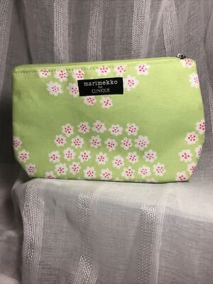 MARIMEKKO para Clinique Bolsa de Maquillaje Bolsa con Cremallera Forrada Verde Rosa Blanco Foto 1 de 4