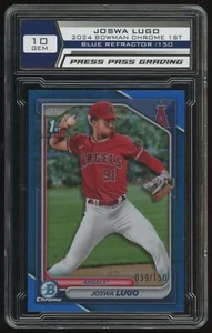 2024 1st Bowman Chrome Blue Refractor PPG 10 Joswa Lugo 039/150 Los Angeles - Picture 1 of 2