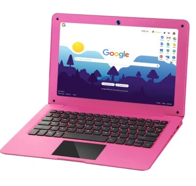 Laptop 10.1'' Quad Core Android 12.0 Lightweight Mini Netbook PC computer pink - Image 1 of 4