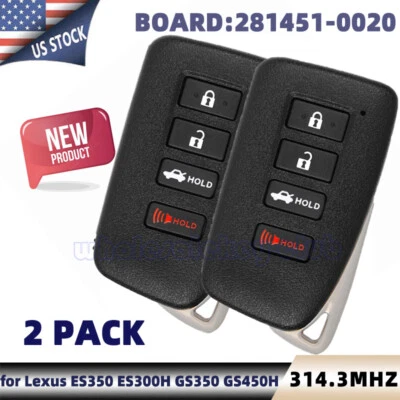 2 para Lexus GS350 GS450H ES350 ES300H 2013-2016 mando a distancia inteligente llavero 281451-0020 Foto 1 de 4