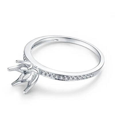 Round 6mm to 6.5mm Natural Diamonds Ring 14K White Gold Semi Mount Fine Jewelry - Image 1 of 4