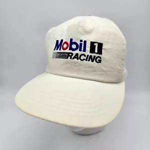Vintage Mobil 1 Racing Snapback Hat Cap Nylon White Embroidered 80s 90s NASCAR - Picture 1 of 8