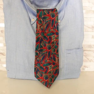 Floral Tie Mens Blue Painting Art Woven Silk Necktie Corpcore GEOFFREY BEENE USA - Picture 1 of 9