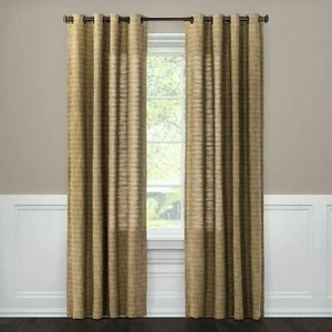 1 Threshold Brown Textured Weave Grommet Top Window Panel 108" x 54" - Picture 1 of 5