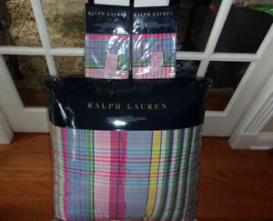 NIP Ralph Lauren Amagansett Plaid Full/Queen Comforter & Standard Shams Set 3pc