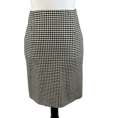 Falda Ralph Lauren Vintage Talla 6 Mascota Negra Marfil Perros Diente Lana Rodilla Recta Foto 1 de 4