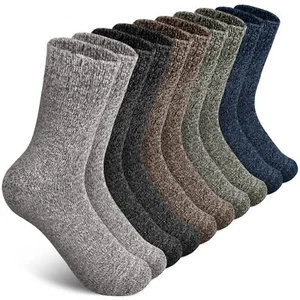 5 Pairs Wool Socks Mens Warm Winter Socks Soft Wool Hiking Socks Casual Crew ... - Picture 1 of 6