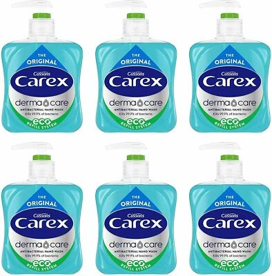 6 X Carex Original Derma Care Hand Wash 250ml - Liquid Soap | Cleansing