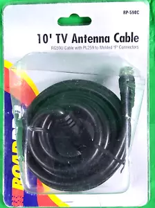 RoadPro TV Coaxial Connectors Antenna Cable New. RP-590C 10' - Picture 1 of 2