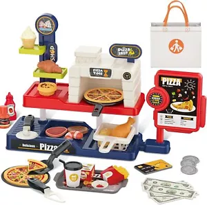 Pretend Play Store Pizza Play Set for Kids, Realistic Pizza Pie Pretend Play Foo - Picture 1 of 6
