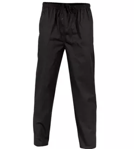 Chefs Workwear Cooks Pants Trousers DNC With Drawstring Black Colour Size Large - Foto 1 di 2