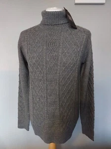 Moncrief London Original Waffle Roll Neck Jumper Grey Large BNWT Luxury RRP £300 - Picture 1 of 4